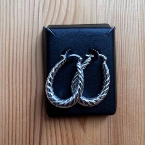 Silver Twisted Hoop Earrings